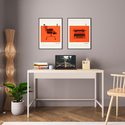 120cm Wide Home Office Desk, Wooden Study Table with Metal Legs, Home ...