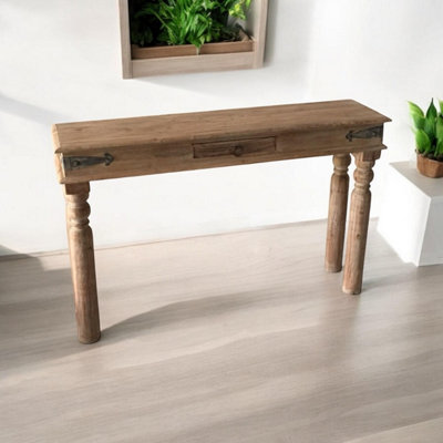 120CM WOODEN CONSOLE TABLE WITH BLACK DECORATIVE HINGES