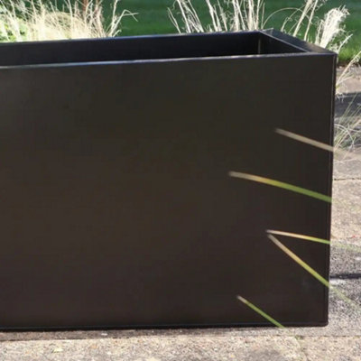 120cm Zinc Galvanised Matte Black Trough Planter - 3