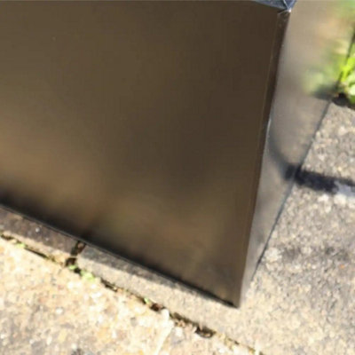 120cm Zinc Galvanised Matte Black Trough Planter - 5