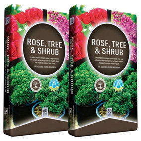 120L (2 x 60 Litres) Rose Tree & Shrub Compost Gardening Soil For Planting Small To Large Plants