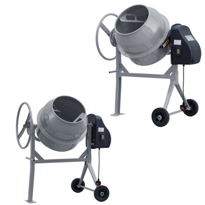 120L Sleek Grey Electric Cement Mixer with Mobility Wheels - 4