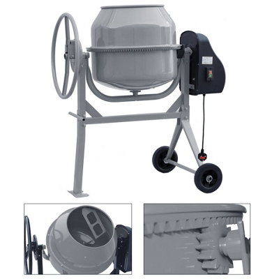120L Sleek Grey Electric Cement Mixer with Mobility Wheels - 5