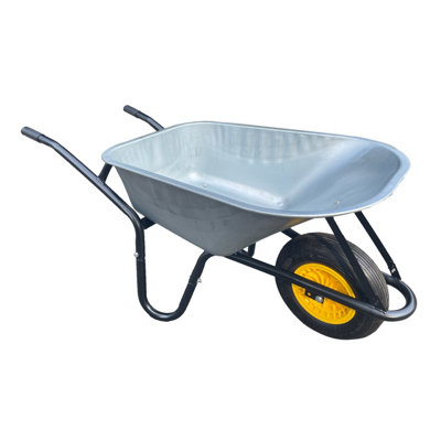 120L XL Large Heavy Duty Solid Wheelbarrow Wheel Barrow Garden Trolley Tyre Puncture Proof - 4