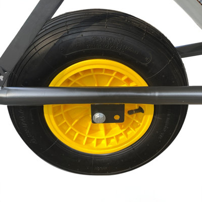 120L XL Large Heavy Duty Solid Wheelbarrow Wheel Barrow Garden Trolley Tyre Puncture Proof - 7
