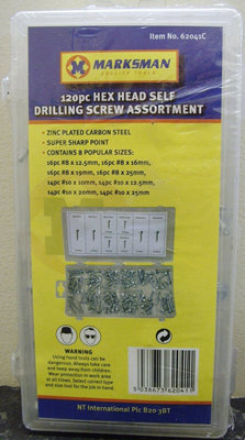 120Pc Piece Hex Head Self Drilling Screw Set Diy Multi Purpose Fittings Kit