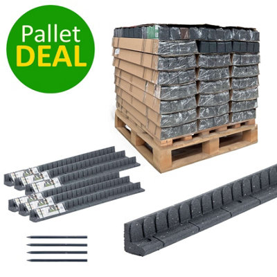 120pcs Grey Mower Edge Lawn Edging Rubber Gaden Border - Half Pallet