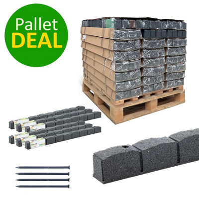 120pcs Grey Roaman Stone Lawn Edging Rubber Gaden Border - Full Pallet