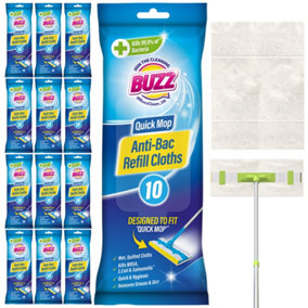120pk Bulk Buzz Slide Mop Anti-Bacterial Refill Cloths Compatible with Flash Speed Mop Refills Wipes Dry Wet Mop Refills