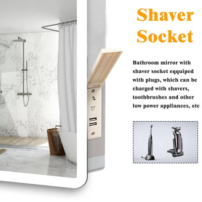 120x70cm LED Bathroom Mirror with White/Blue Light Bluetooth Speaker ...