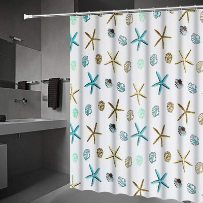 B&Q Mildew Resistant Shower Curtains Extra Long Shower Curtains With U Shaped Hooks Antibacterial Waterproof 180X180