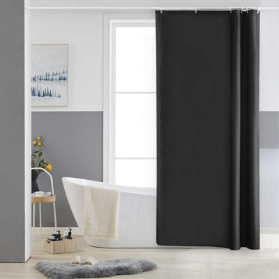 B&Q Shower Curtain Black 80X180Cm Anti Mold Small Polyester Fabric Waterproof Machine Washable Bath Curtains