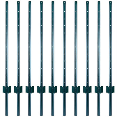 121cm 4FT Metal Fence Posts Pack of 10 No Dig Steel