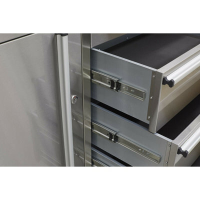 1220 x 460 x 950mm 4 Drawer Tool Chest - STAINLESS STEEL Wood Topped Mobile Case