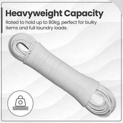  - Heavy Duty Steel Core Clothes Washing Line 25M Grey Wire Rope Laundry Dryer