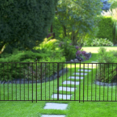 122cm Abbey Road Fence Section Black Galvanised Steel Panacea Fence System