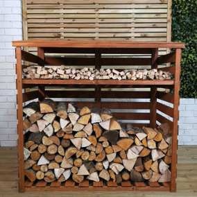 122cm x 122cm Large Wooden Outdoor Garden Patio Log Store Shed with Shelf