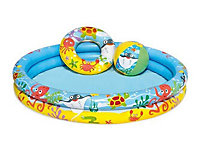 122x20cm Bestway 51124 Inflatable Swimming Pool +Ball +Wheel For Children