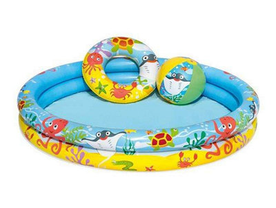 122x20cm Bestway 51124 Inflatable Swimming Pool +Ball +Wheel For Children