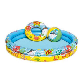 122x20cm Bestway 51124 Inflatable Swimming Pool +Ball +Wheel For Children