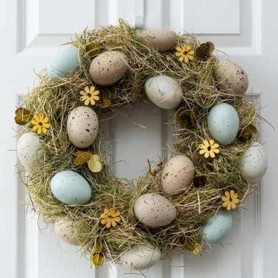 Springtime Easter Egg Wreath With Flowers from B&Q