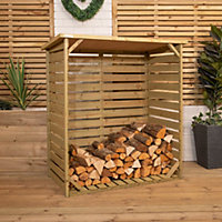 123cm x 115cm Large Wooden Outdoor Garden Patio Log Store Shed