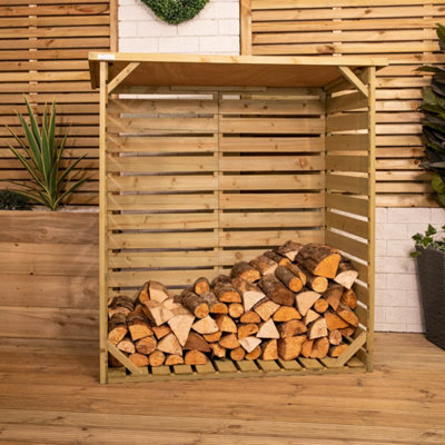 123cm x 115cm Large Wooden Outdoor Garden Patio Log Store Shed - 4
