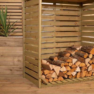123cm x 115cm Large Wooden Outdoor Garden Patio Log Store Shed - 5