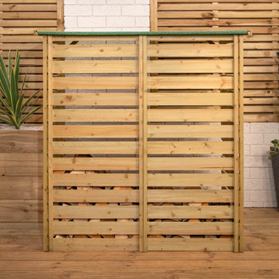 123cm x 115cm Large Wooden Outdoor Garden Patio Log Store Shed - 6
