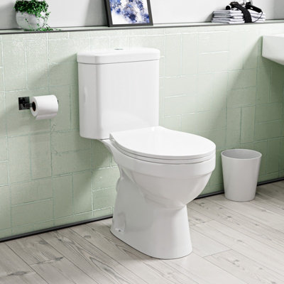 Nes Home Rimless Close-Coupled Wc Toilet Pan And Soft Close Seat With Dual Flush from B&Q