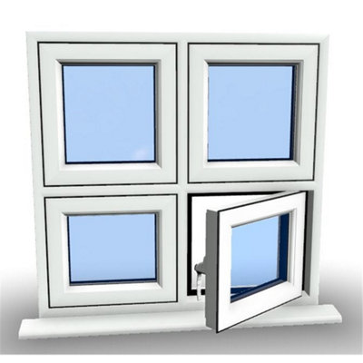 1245mm (W) x 1045mm (H) PVCu Flush Casement Window - 1 Bottom Opening (Right)  - White Internal & External