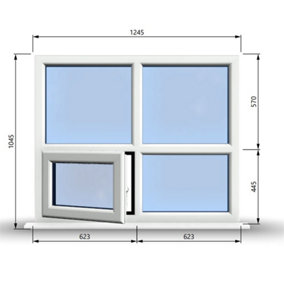 1245mm (W) x 1045mm (H) PVCu StormProof Casement Window - 1 Bottom Opening (Left) -  White Internal & External