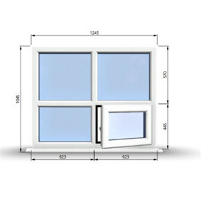 1245mm (W) x 1045mm (H) PVCu StormProof Casement Window - 1 Bottom Opening (Right)  - White Internal & External