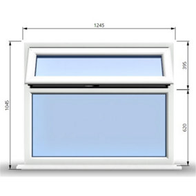 1245mm (W) x 1045mm (H) PVCu StormProof Casement Window - 1 Top Opening Window - 70mm Cill - Chrome Handles -  White