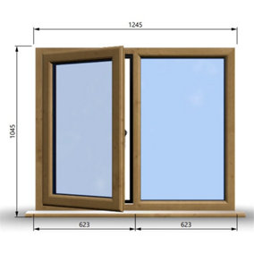 1245mm (W) x 1045mm (H) Wooden Stormproof Window - 1/2 Left Opening Window - Toughened Safety Glass