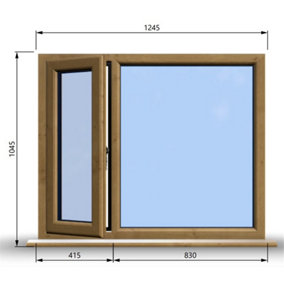 1245mm (W) x 1045mm (H) Wooden Stormproof Window - 1/3 Left Opening Window - Toughened Safety Glass