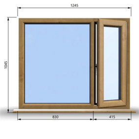 1245mm (W) x 1045mm (H) Wooden Stormproof Window - 1/3 Right Opening Window - Toughened Safety Glass