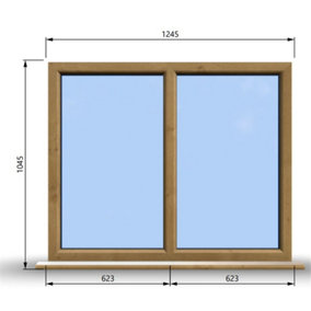 1245mm (W) x 1045mm (H) Wooden Stormproof Window - 2 Non-Opening Windows - Toughened Safety Glass