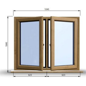 1245mm (W) x 1045mm (H) Wooden Stormproof Window - 2 Opening Windows (Left & Right) - Toughened Safety Glass