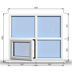 1245mm (W) x 1095mm (H) PVCu StormProof Casement Window - 1 Bottom Opening (Left) -  White Internal & External