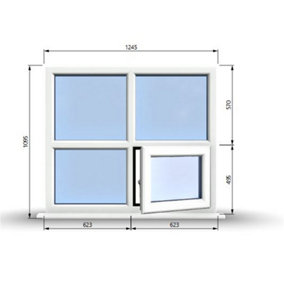 1245mm (W) x 1095mm (H) PVCu StormProof Casement Window - 1 Bottom Opening (Right)  - White Internal & External
