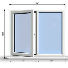1245mm (W) x 1095mm (H) PVCu StormProof Casement Window - 1 LEFT Opening Window -  Toughened Safety Glass - White