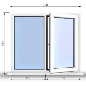 1245mm (W) x 1095mm (H) PVCu StormProof Casement Window - 1 RIGHT Opening Window -  Toughened Safety Glass - White