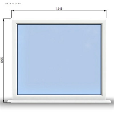 1245mm (W) x 1095mm (H) PVCu StormProof Window - 1 Non Opening Window - Toughened Safety Glass - White