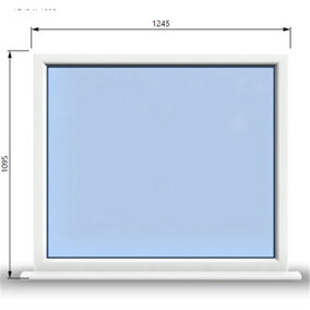 1245mm (W) x 1095mm (H) PVCu StormProof Window - 1 Non Opening Window - Toughened Safety Glass - White