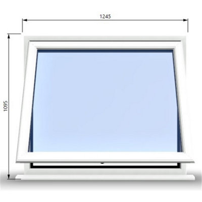 1245mm (W) x 1095mm (H) PVCu StormProof Window - 1 Opening Window- 70mm Cill - Chrome Handles - Toughened Safety Glass - White