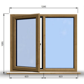 1245mm (W) x 1095mm (H) Wooden Stormproof Window - 1/2 Left Opening Window - Toughened Safety Glass