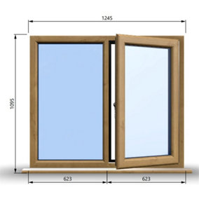 1245mm (W) x 1095mm (H) Wooden Stormproof Window - 1/2 Right Opening Window - Toughened Safety Glass