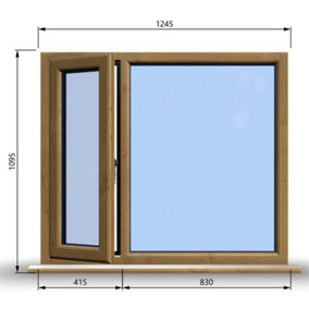 1245mm (W) x 1095mm (H) Wooden Stormproof Window - 1/3 Left Opening Window - Toughened Safety Glass