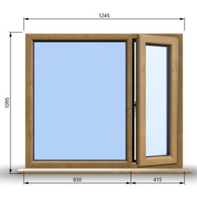 1245mm (W) x 1095mm (H) Wooden Stormproof Window - 1/3 Right Opening Window - Toughened Safety Glass